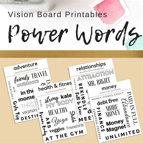 Vision Board Printables Power Words Affirmation Cards Etsy Denmark