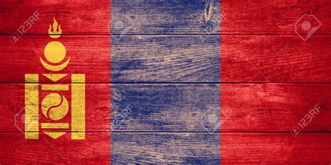 Free Download Flag Of Mongolia Or Mongolian Banner On Wooden Background
