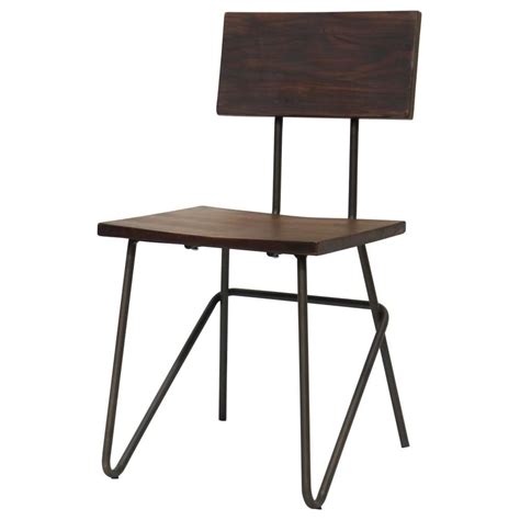 Fletcher industrial metal dining side chair (set of 2) in distressed black, copper. Buy Grey Industrial Metal Chair with Dark Wood Seat at ...