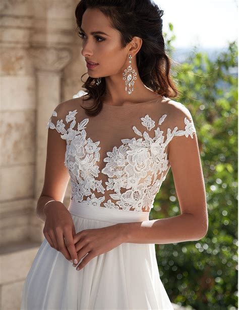 Whatever you're shopping for, we've got it. A-Line Chiffon Beach Wedding Dresses 2019 Sheer Neck Lace ...