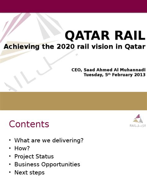 1020 Saad Al Muhannadi Qatar Rail 2020 Vision Presentation Pdf