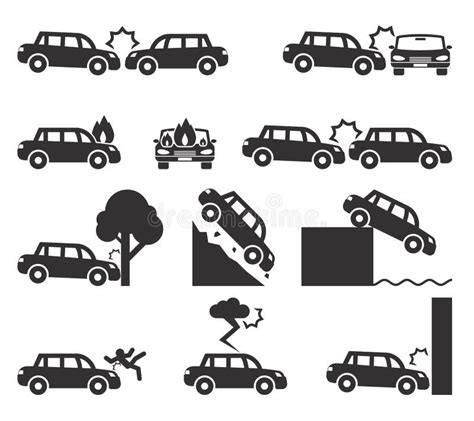 Car Crash And Accidents Icon Set Stock Vector Image 55456859