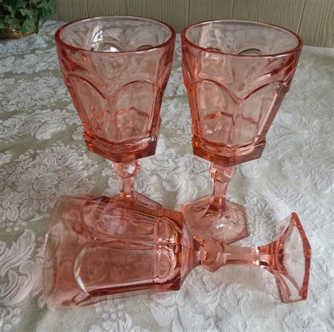Stunning Pink Depression Glass Goblets Etsy