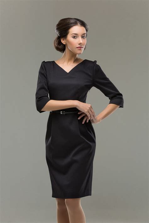 Elegant Classic Black Pencil Dress With Belt Black Pencil Dress