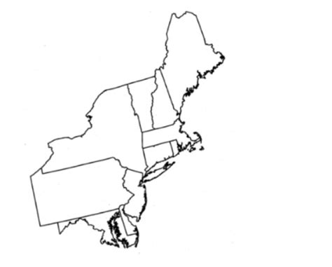Blank Northeast Region United States Map Sketch Coloring Page