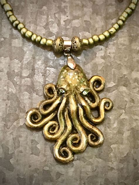 Octopus Necklace Tentacles Octopus Pendant Resin Necklace Handmade