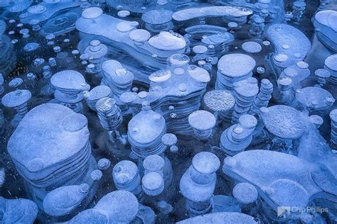 Frozen Methane Gas Bubbles Under The Ice In Abraham Lake Canada 9gag