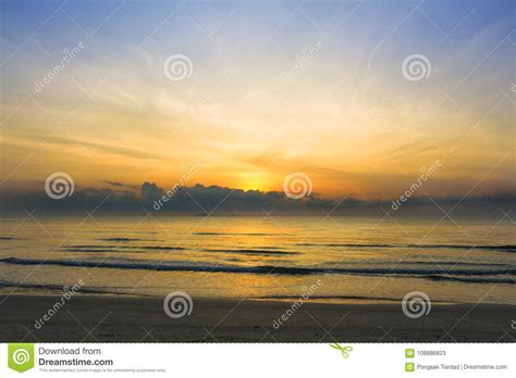Sunrise Over The Tropical Seacoast Beach The Wave Of Seawater U Stock