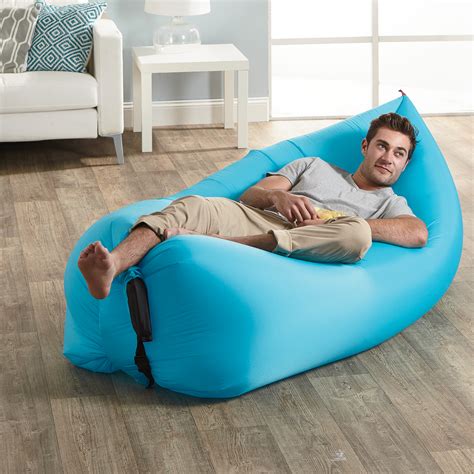 Fatboy Lamzac The Original Inflatable Portable Lounge Chair Sofa Blue W