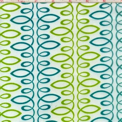 Cotton Quilt Fabric Bloom Modern Ii Loopy Green Teal Multi White