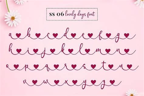 Lovely Heart Font Cursive Font Calligraphy Font Digital Etsy Heart