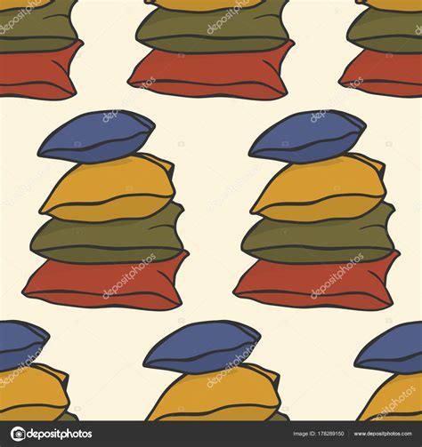 Pile Pillows Vector Seamless Pattern Colorful Pillows Pajama Party