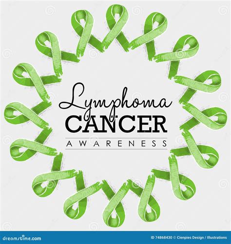 Lymphoma Cancer Awareness Ribbon Design With Text Stock Vector