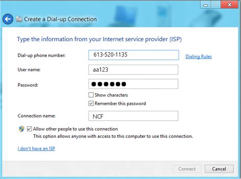 Dial Up Connection Instructions For Windows 8 Support