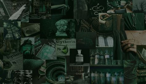A Collage Of Green And Black Images With Different Things In Them