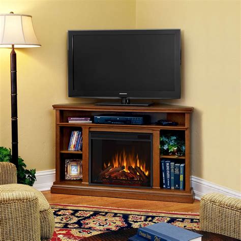 Churchill Corner Electric Fireplace Media Console Real Flame