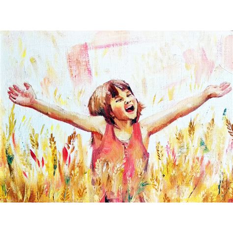 Childhood Painting Joyful Child Original Painting Girl Artwork Etsy