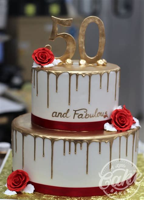 2 Tiered Gold Drip 50th Birthday Cake 50th Birthday Cake Images
