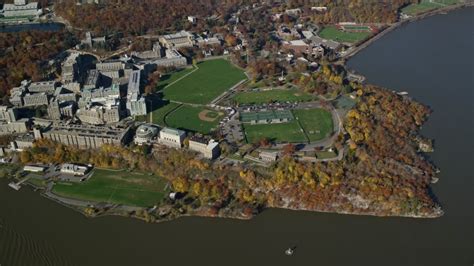 6k Stock Footage Aerial Video Of Flying Away From West Point Military