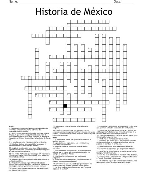 Historia De México Crossword Wordmint