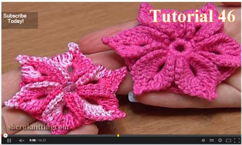 Para las amantes de las artes del ganchillo, crochet, dos agujas y artes manuales. Flor de 6 pétalos en 3D - video tutorial | Crochet y Dos ...