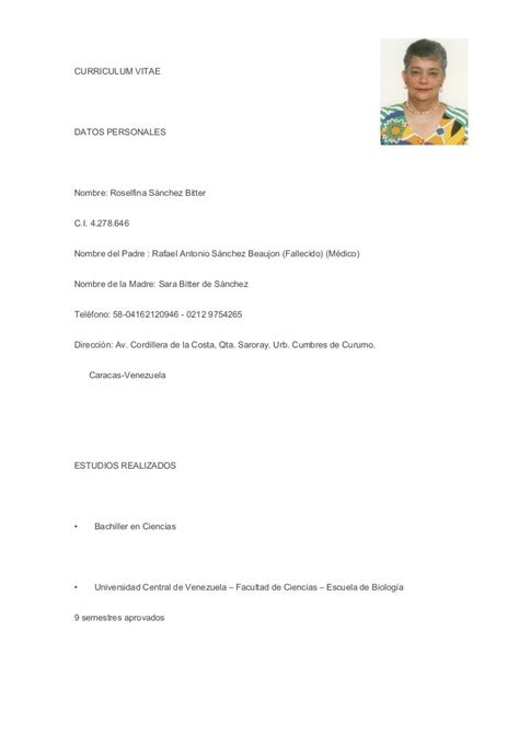 Curriculum Vitae En Español Con Foto Y Recomendaciòn