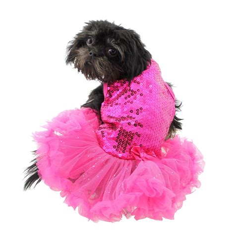Pawpatu Sequin Dog Dress Dark Pink Baxterboo