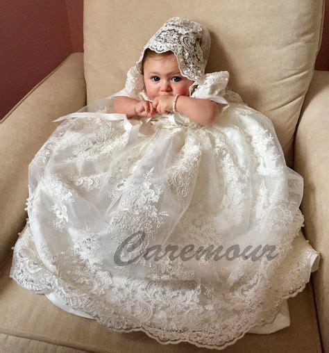 Intricate Lace Christening Gown Set Baptism Gown Por Caremour