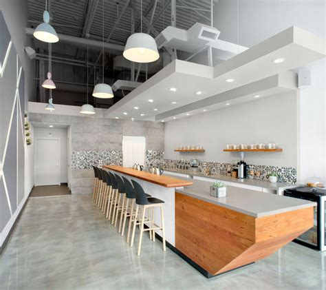 Contemporist This Modern Coffee Shop Has A Palette Of Grey White And