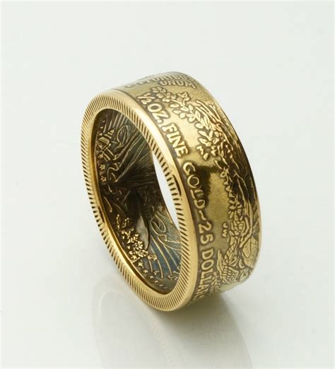 12 Oz Gold American Eagle Coin Ring For Men Handmade From 22k Etsy