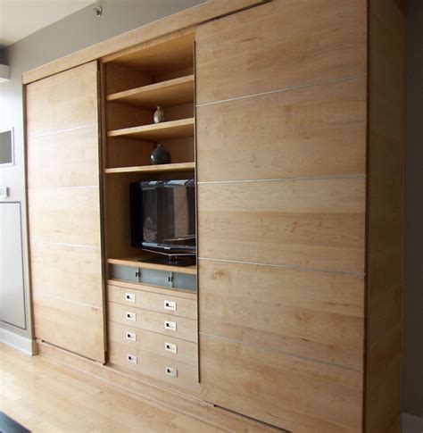 Custom Made Modern Wall Unit Of Maple By Barone Woodwork