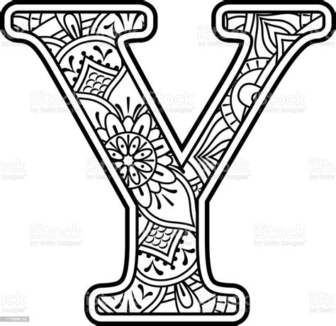 Mandala Art Coloring Letter Y Stock Illustration Download Image Now