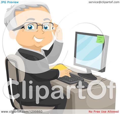 Clipart Of A Cartoon Happy Forrmal Senior White Man