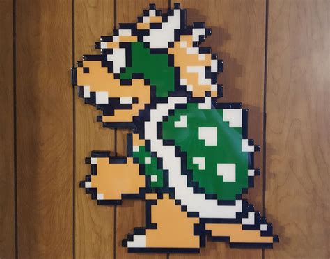 Wooden 8 Bit Game Art Nes Nintendo Bowserking Koopa Super
