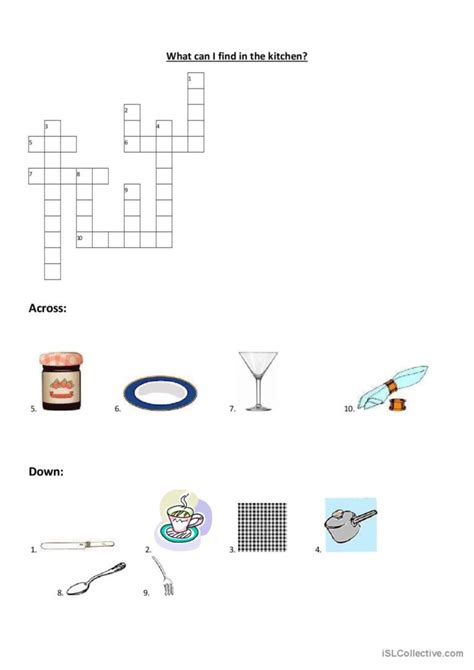 Kitchen Utensils Crossword English Esl Worksheets Pdf And Doc