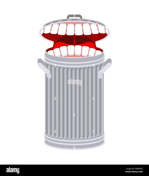 Garbage Can With Teeth Trash Can Hungry Eats Rubbish Stock Vector
