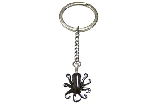 Gunmetal Toned Octopus Pendant Keychain Octopus Pendant Keychain