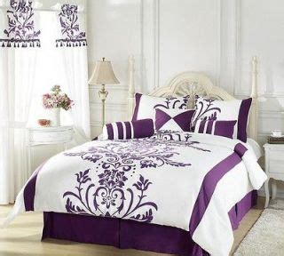 Bedding sets curtain bedspread comforter throw coverlet. Purple *Laviano* Flocking Comforter Set QUEEN w/ Matching ...