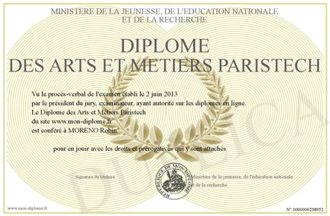 Diplome Des Arts Et Metiers Paristech