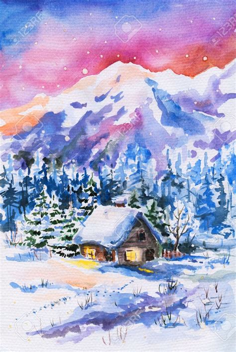 Image Result For Watercolor Showing Winter Skies 수채화
