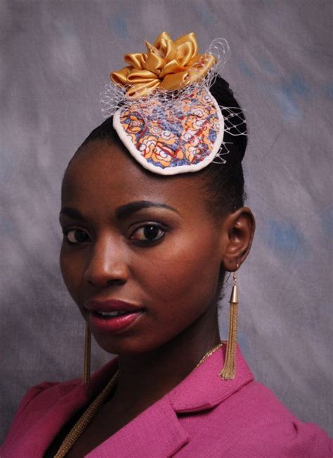 African Print Vintage Inspired African Fabric Fascinator Headpiece Hair Accessory With White