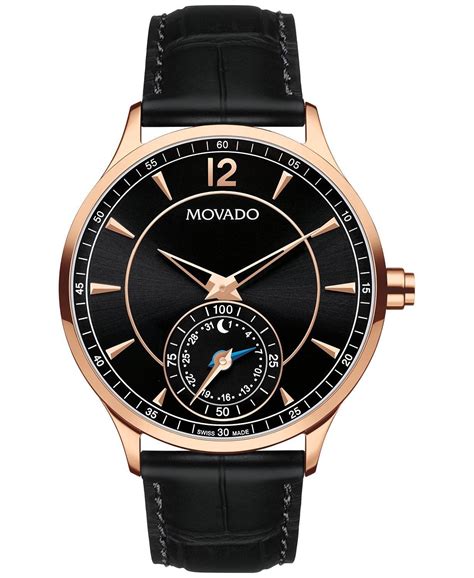 Movado rose gold mens watch. NEW MENS MOVADO 0660009 CIRCA MOTION BLACK LEATHER ROSE GOLD HYBRID SMART WATCH - Wristwatches
