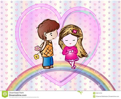Cute Love Cartoon Wallpaper Stock Vector Image 59914194