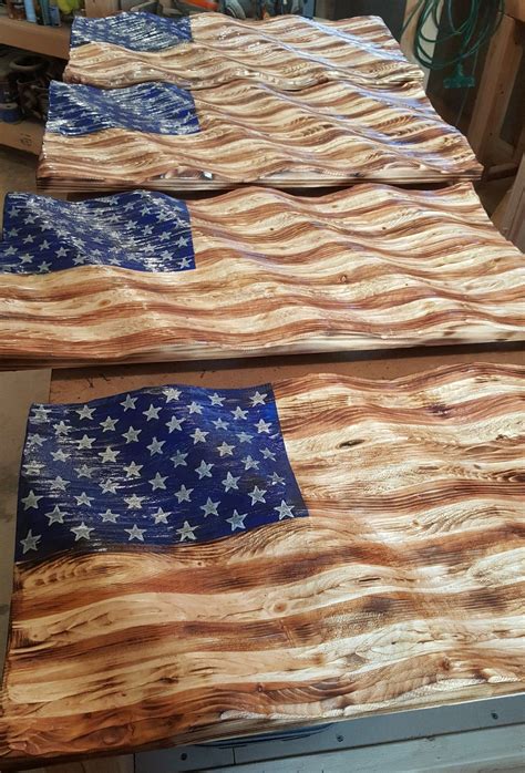 Wavy Carved Wood American Flag American Flag Wood American Flag Art