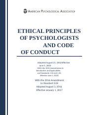 The aamft code of ethics is extremely long. American Psychological Association 1968 Ethical standards ...