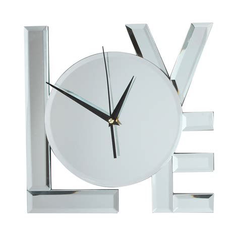 Love Themed Mirror Wall Clock Mirror Wall Clock Clock