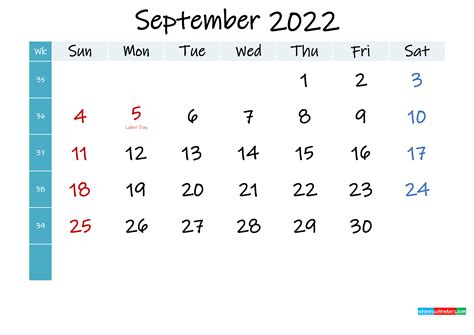 September 2022 Free Printable Calendar Template K22m405