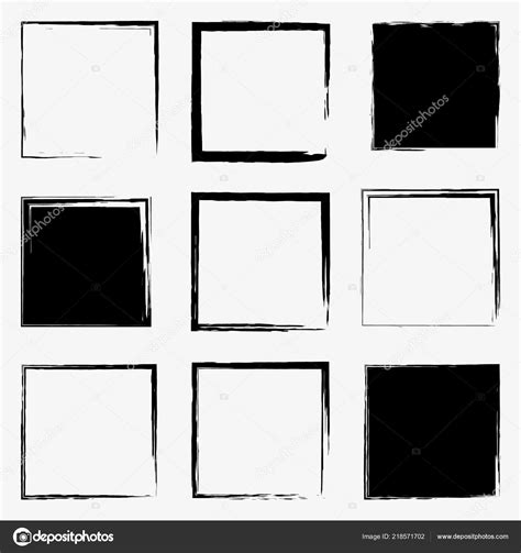 Set Grunge Square Frames Vector Design Elements Square Frames Stock