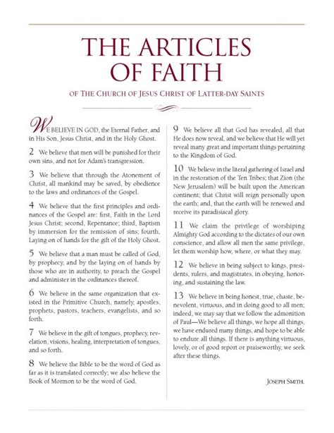 175th Anniversary Of Lds Articles Of Faith Lds365 Resources From The