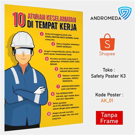 Jual Safety Poster K3 10 Aturan Keselamatan Di Tempat Kerja60x80 Cm